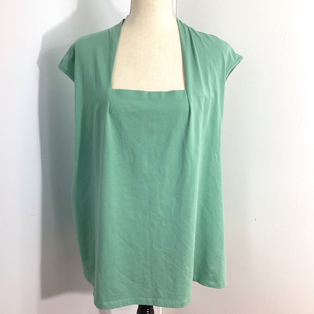 NORTH STYLE WOMAN PLUS 3X LIGHT GREEN SLEEVELESS TOP SQUARE NECKLINE